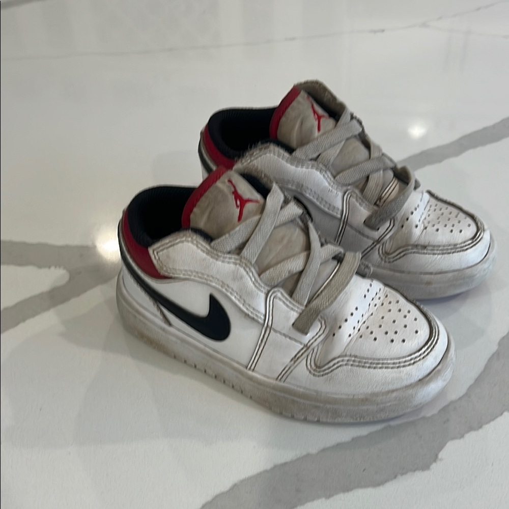 Jordan 11c White and Red Sneakers with Velcro Straps